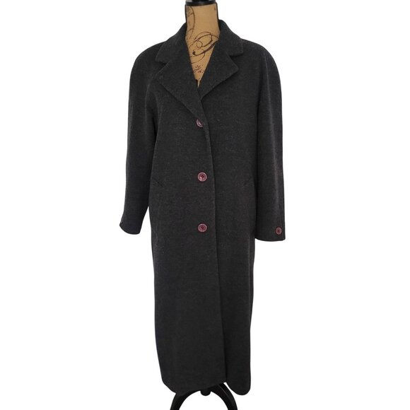 VTG Stephanie Andrews 100% Wool Blend Long Dark /Charcoal Gray Women Coat - SZ 6 - Picture 1 of 8